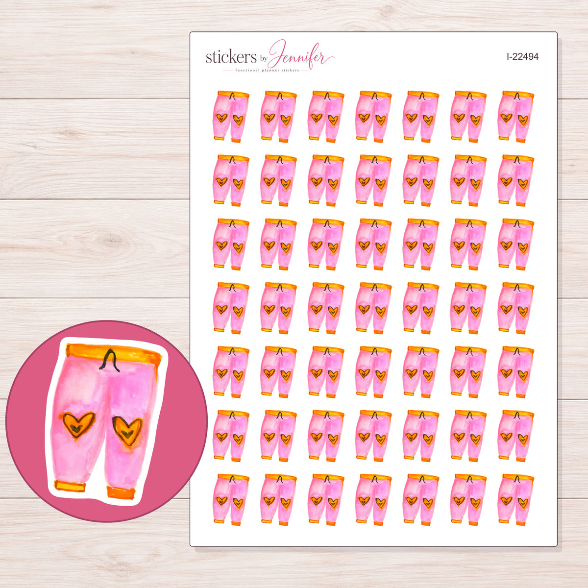 I-22494 planner sticker sheet with enlarged sticker detail