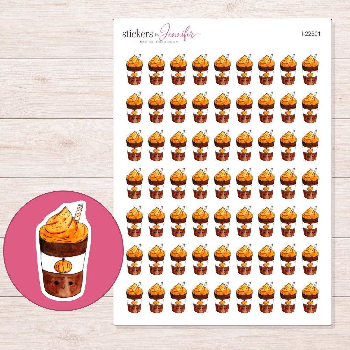 I-22501 planner sticker sheet with enlarged sticker detail