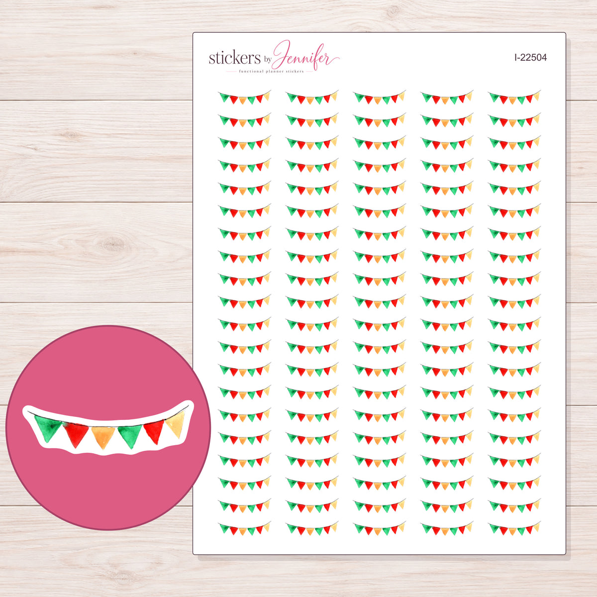 I-22504 planner sticker sheet with enlarged sticker detail