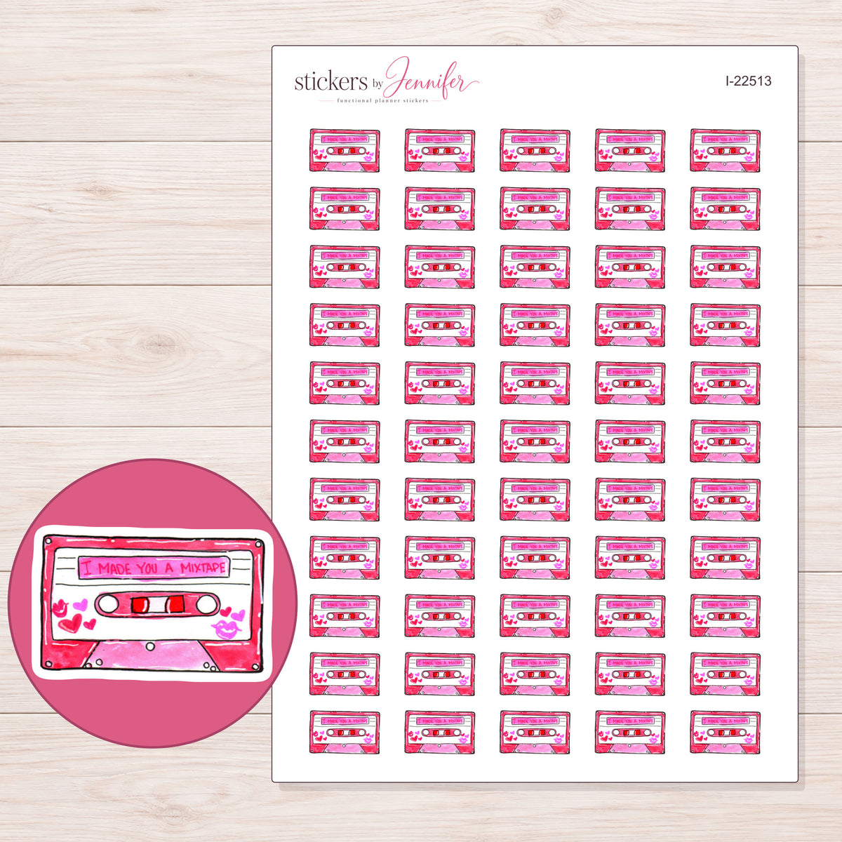 I-22513 planner sticker sheet with enlarged sticker detail