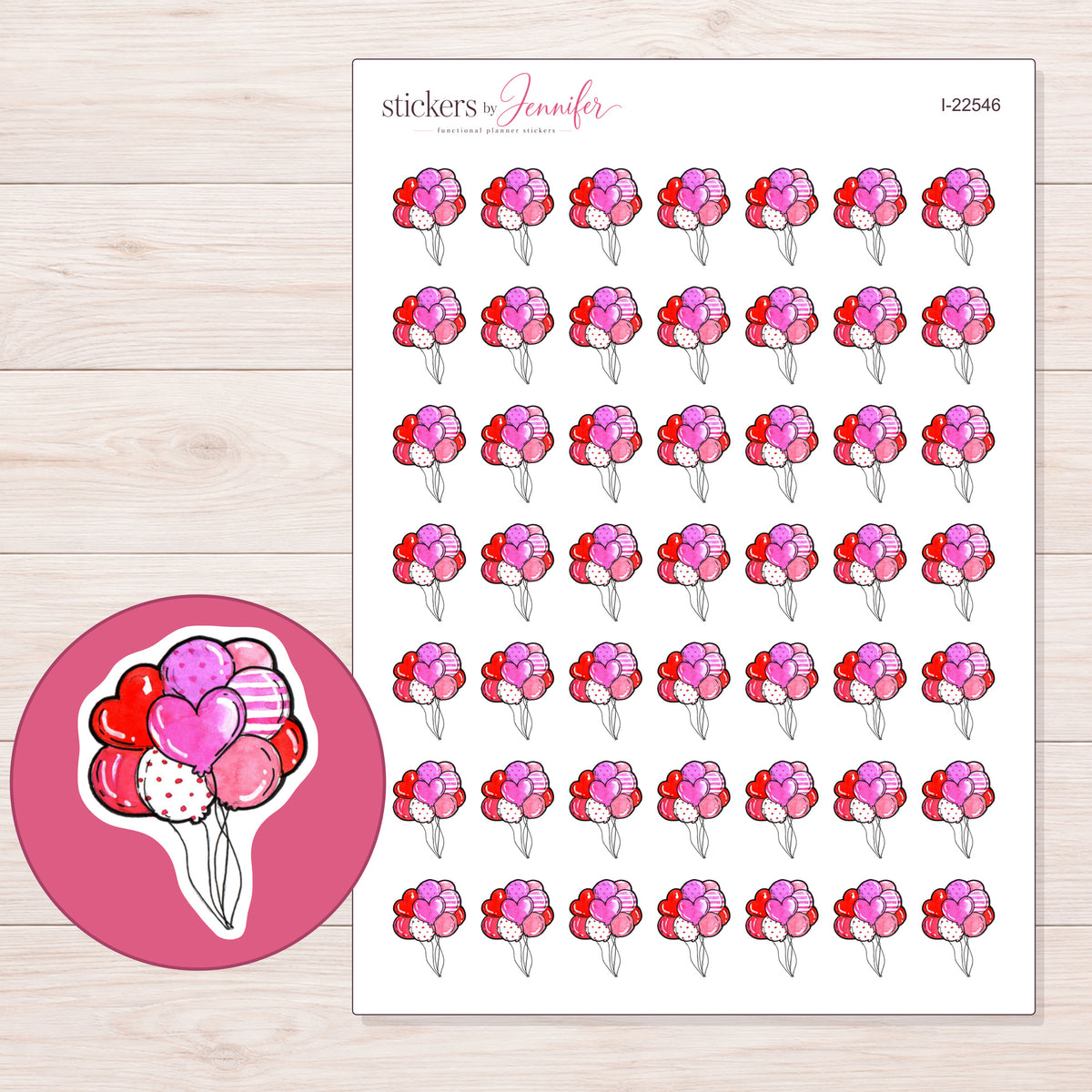 I-22546 planner sticker sheet with enlarged sticker detail