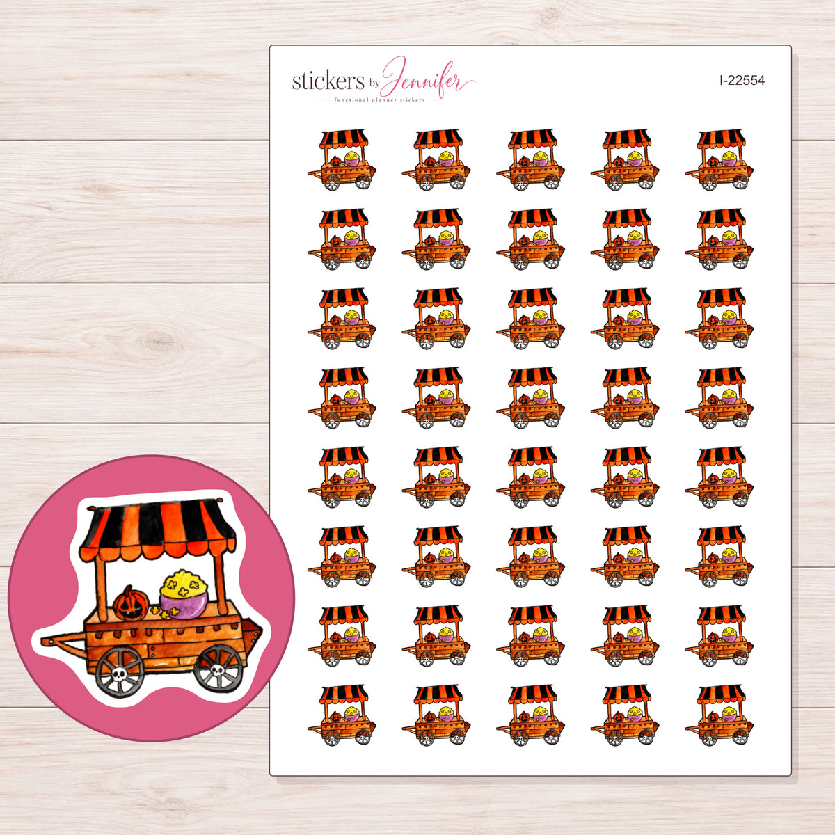 I-22554 planner sticker sheet with enlarged sticker detail
