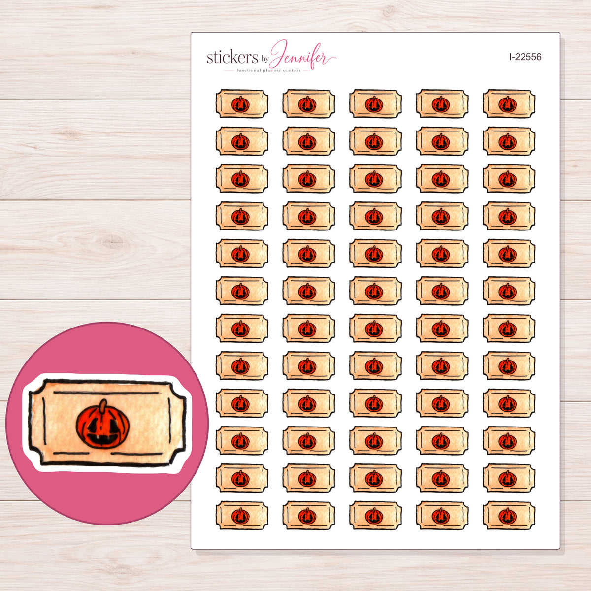 I-22556 planner sticker sheet with enlarged sticker detail