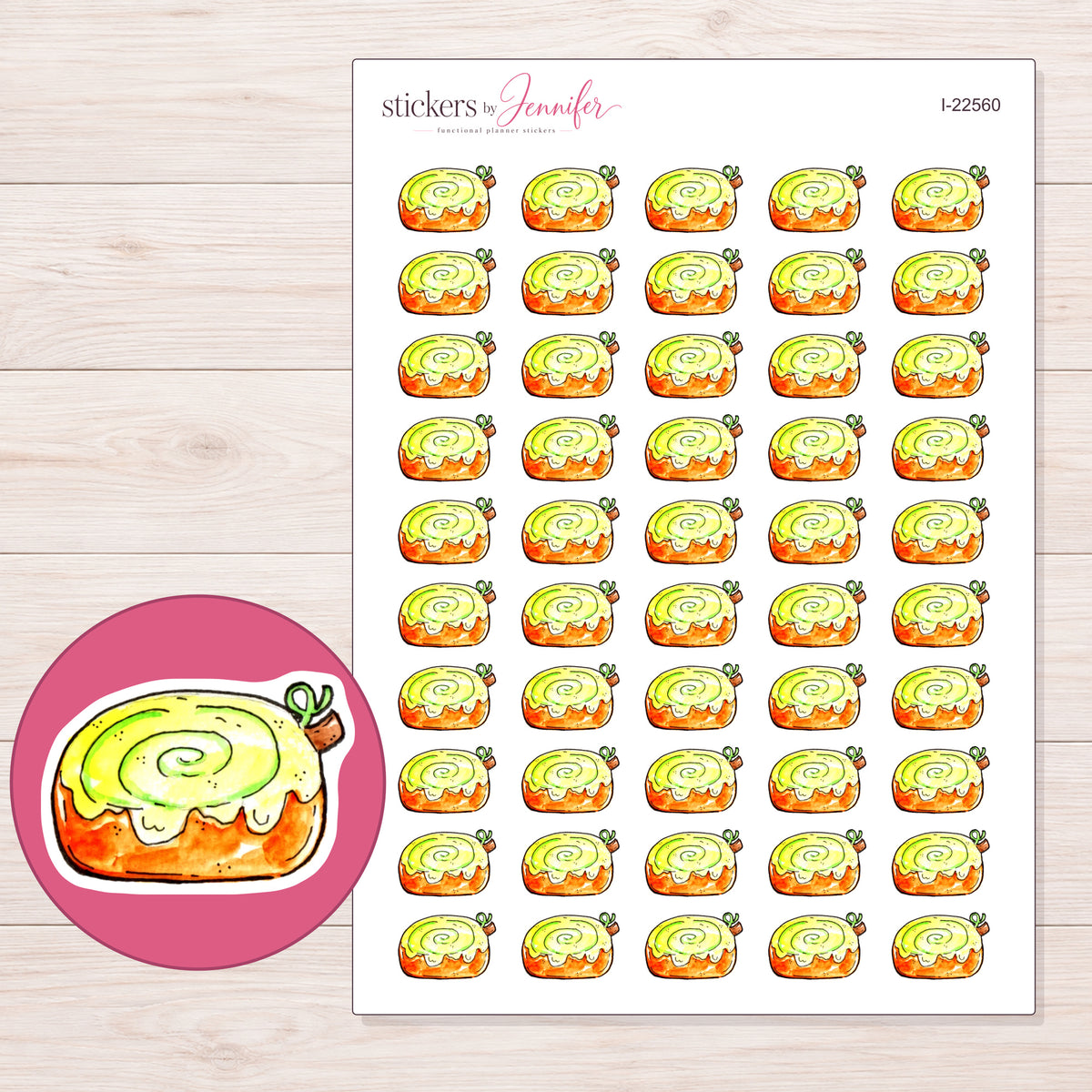 I-22560 planner sticker sheet with enlarged sticker detail