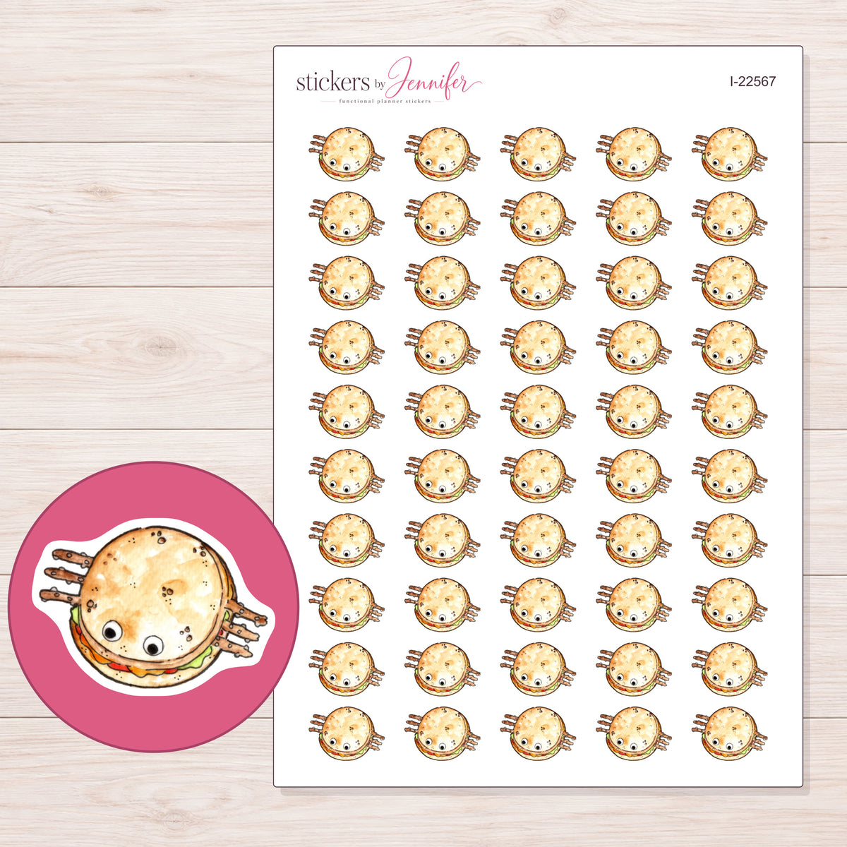 I-22567 planner sticker sheet with enlarged sticker detail