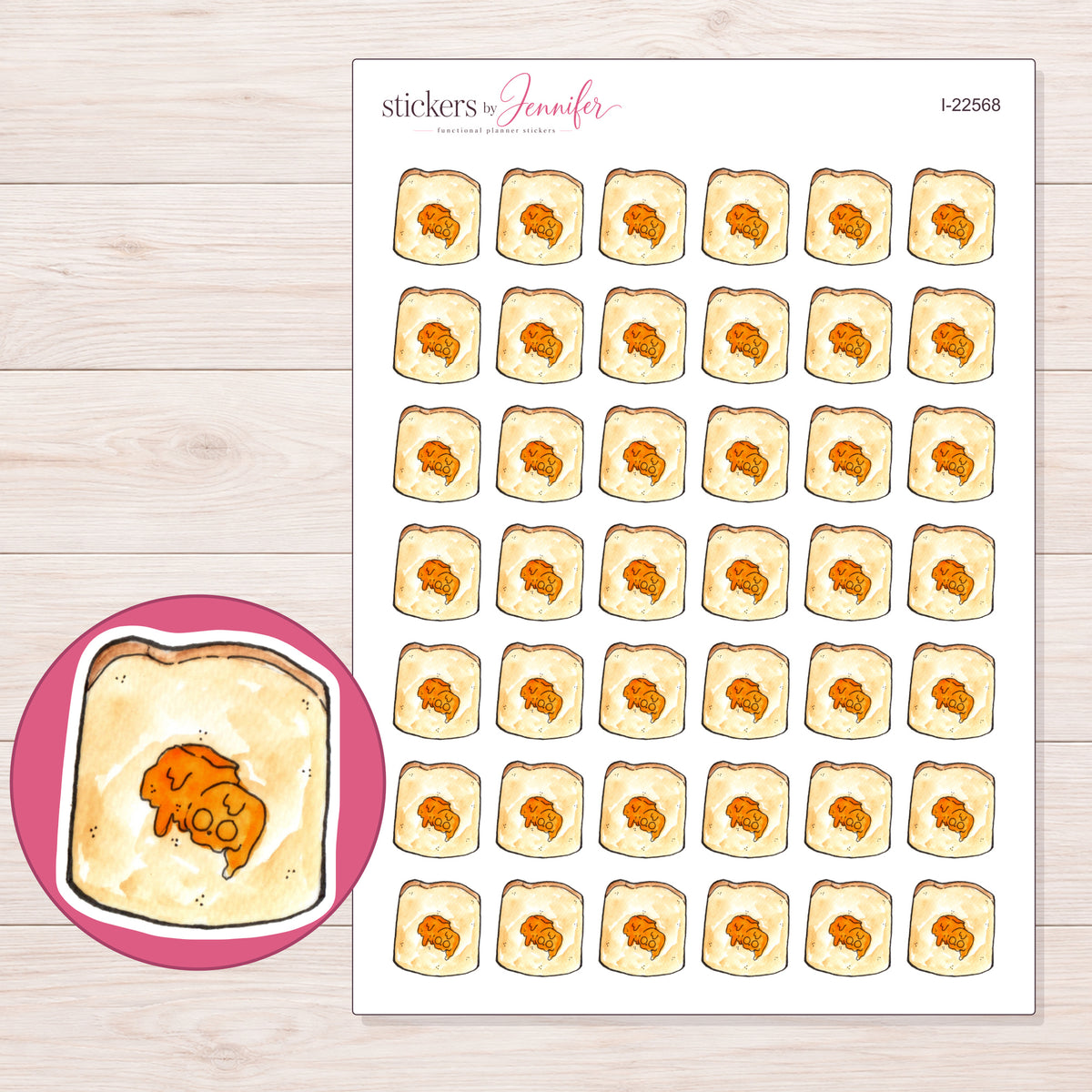I-22568 planner sticker sheet with enlarged sticker detail
