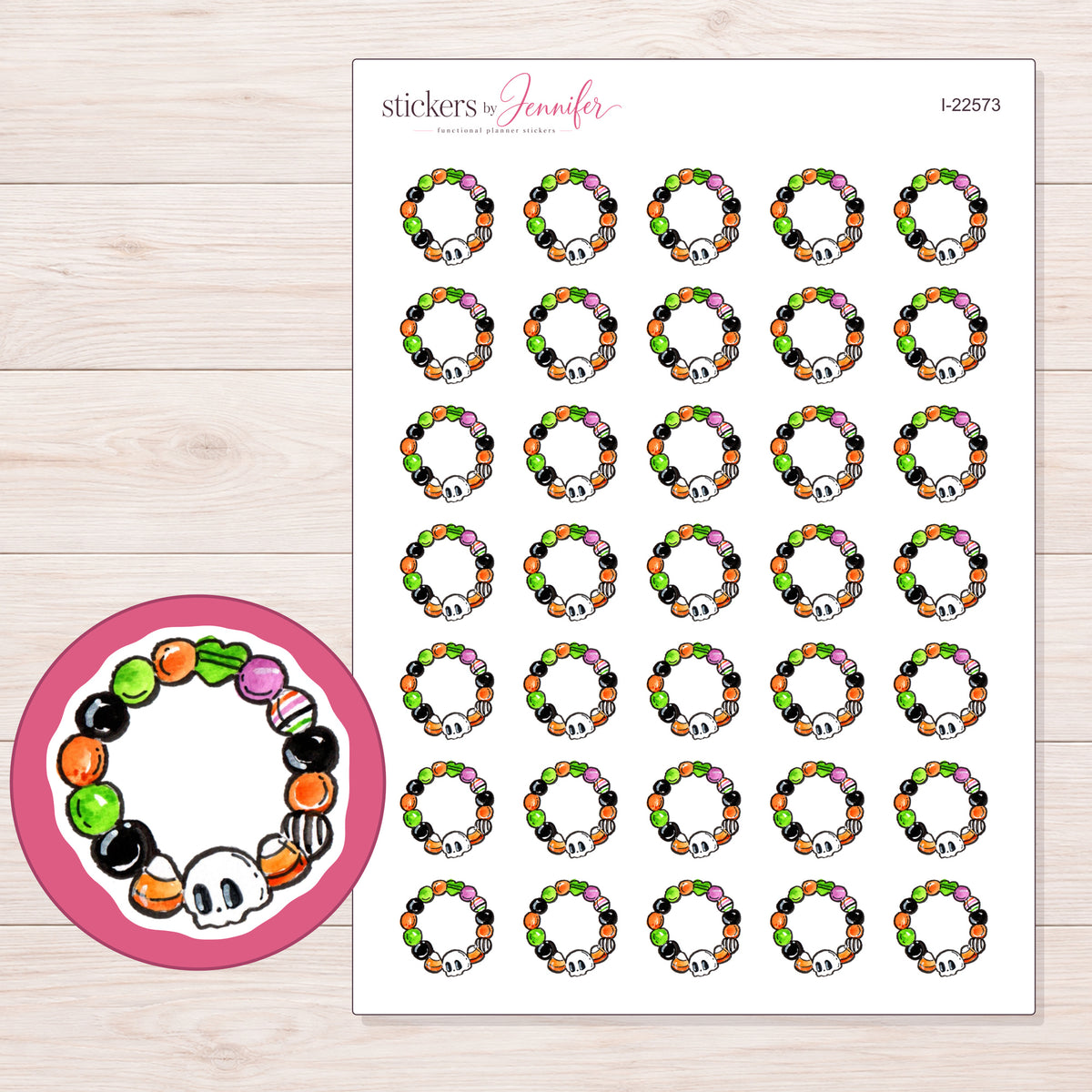 I-22573 planner sticker sheet with enlarged sticker detail