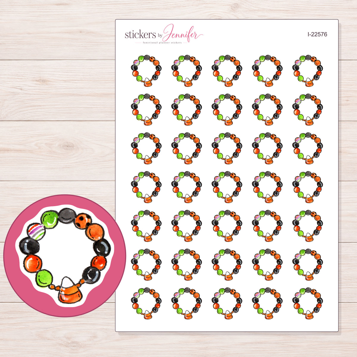 I-22576 planner sticker sheet with enlarged sticker detail