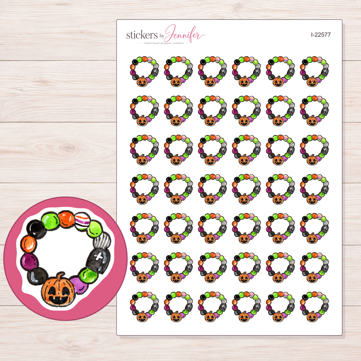 I-22577 planner sticker sheet with enlarged sticker detail