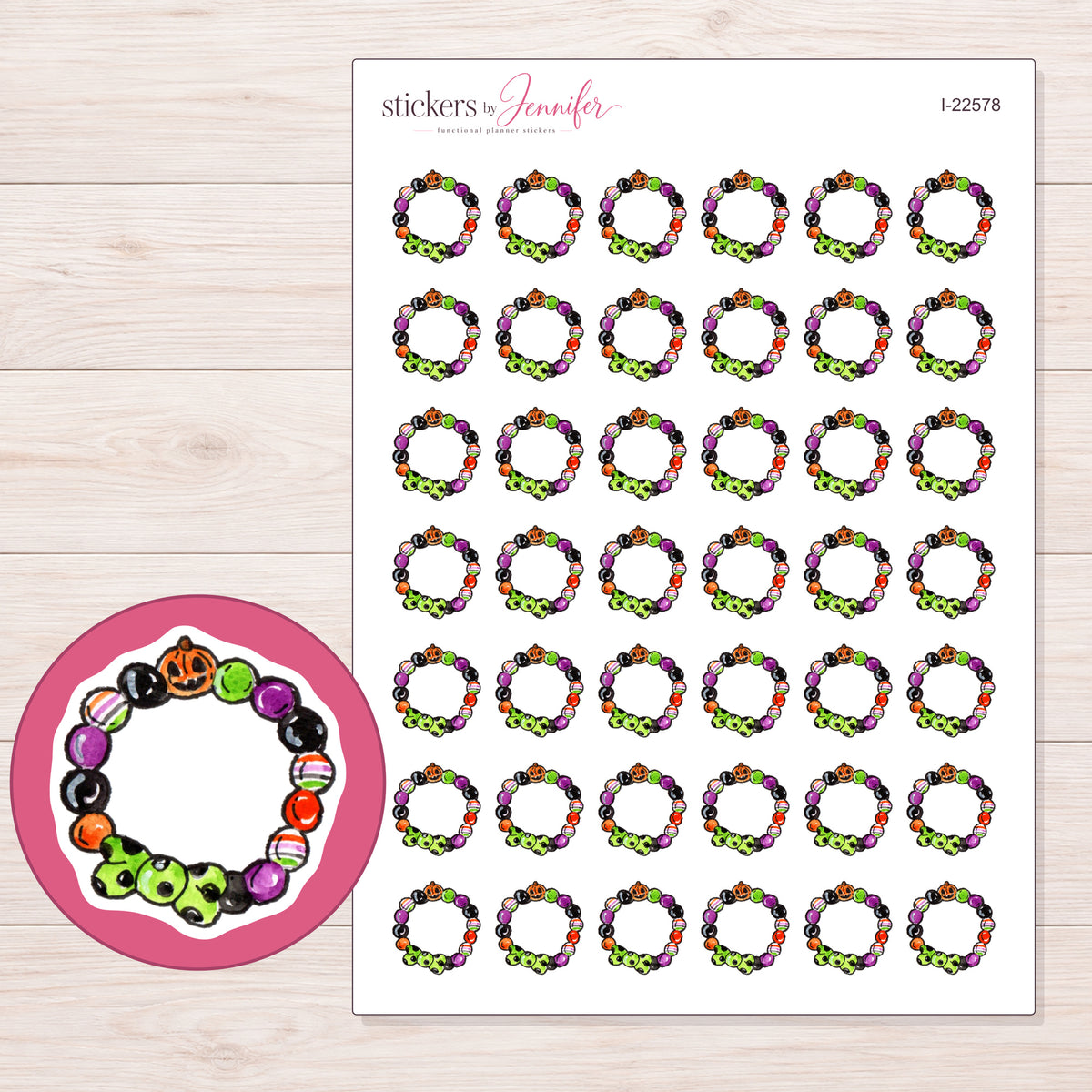 I-22578 planner sticker sheet with enlarged sticker detail