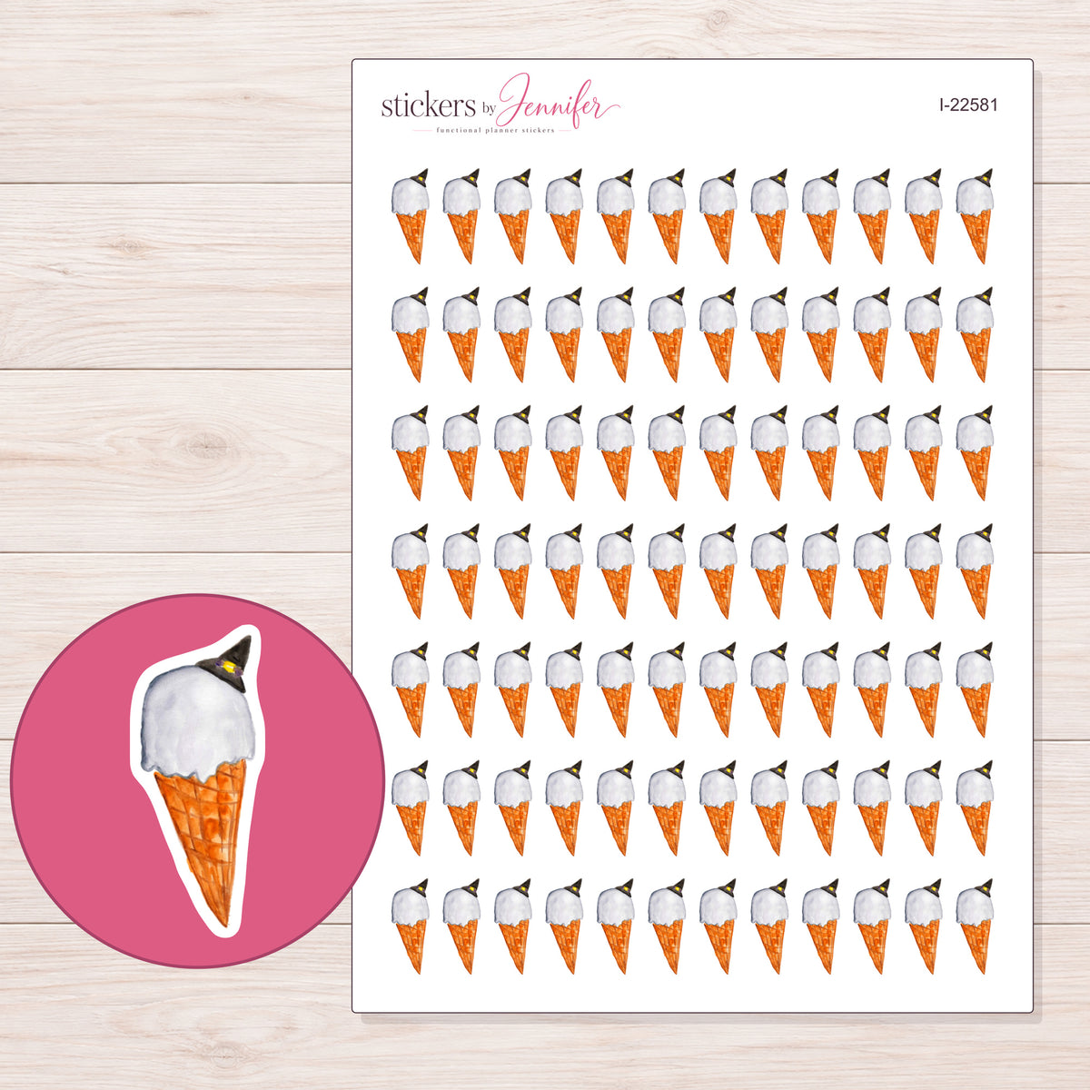 I-22581 planner sticker sheet with enlarged sticker detail
