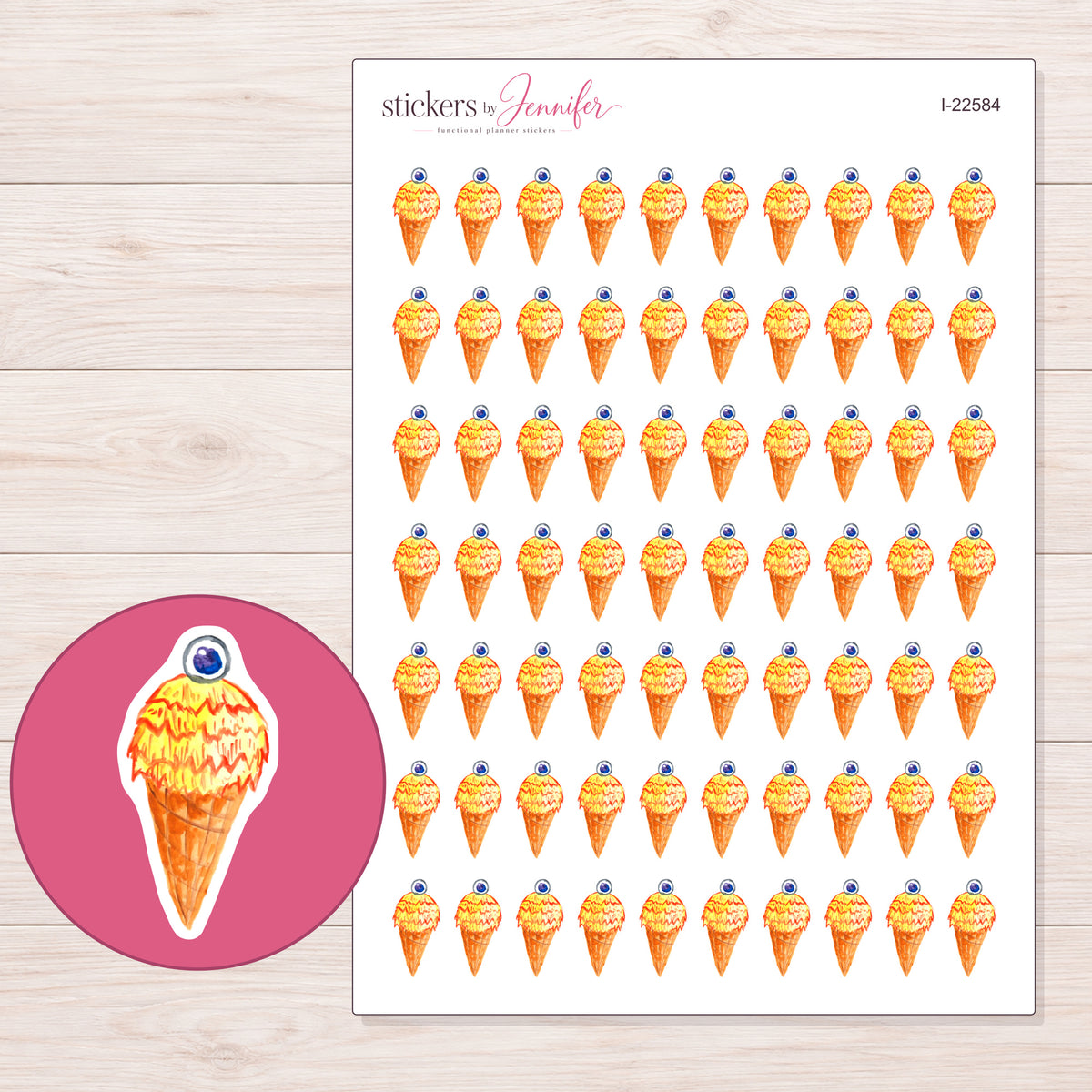 I-22584 planner sticker sheet with enlarged sticker detail