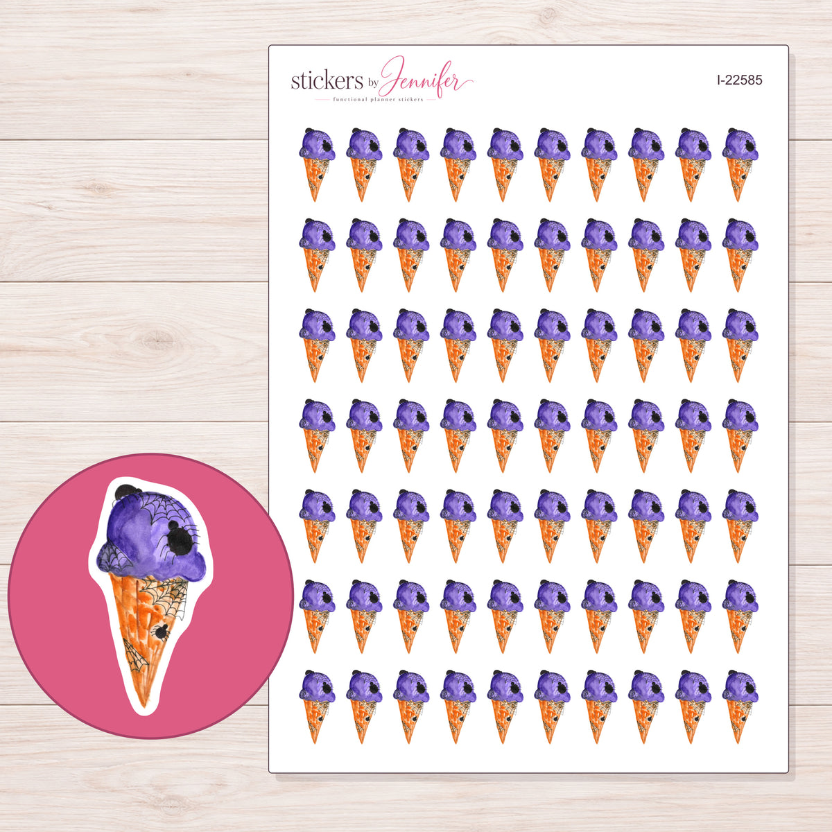 I-22585 planner sticker sheet with enlarged sticker detail
