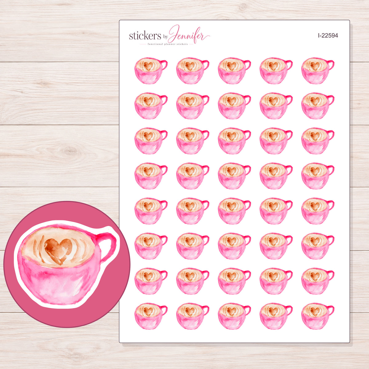 I-22594 planner sticker sheet with enlarged sticker detail
