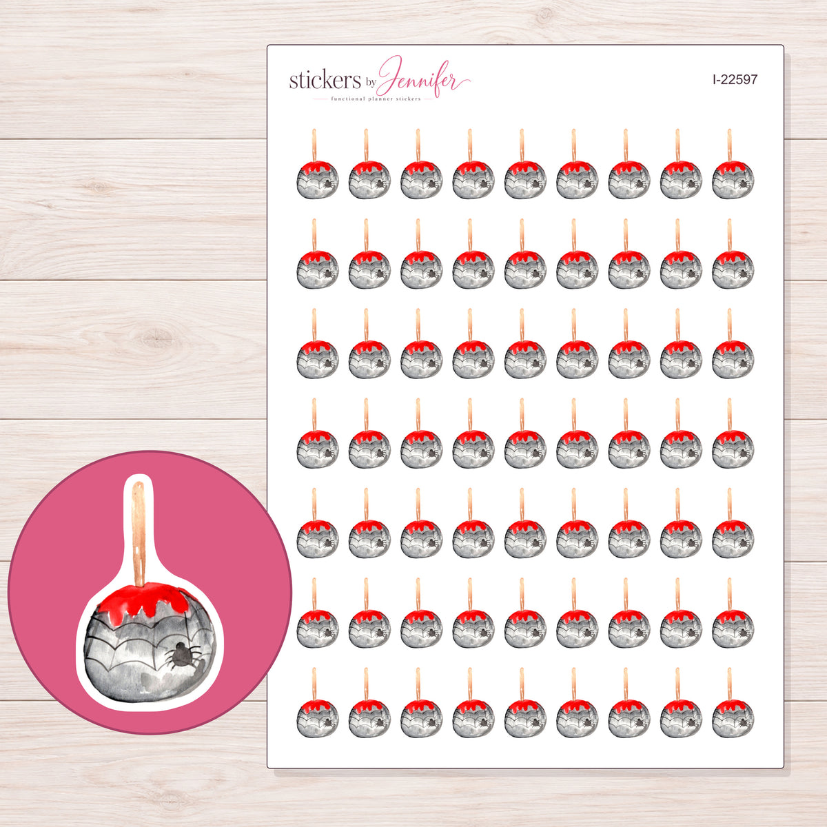 I-22597 planner sticker sheet with enlarged sticker detail