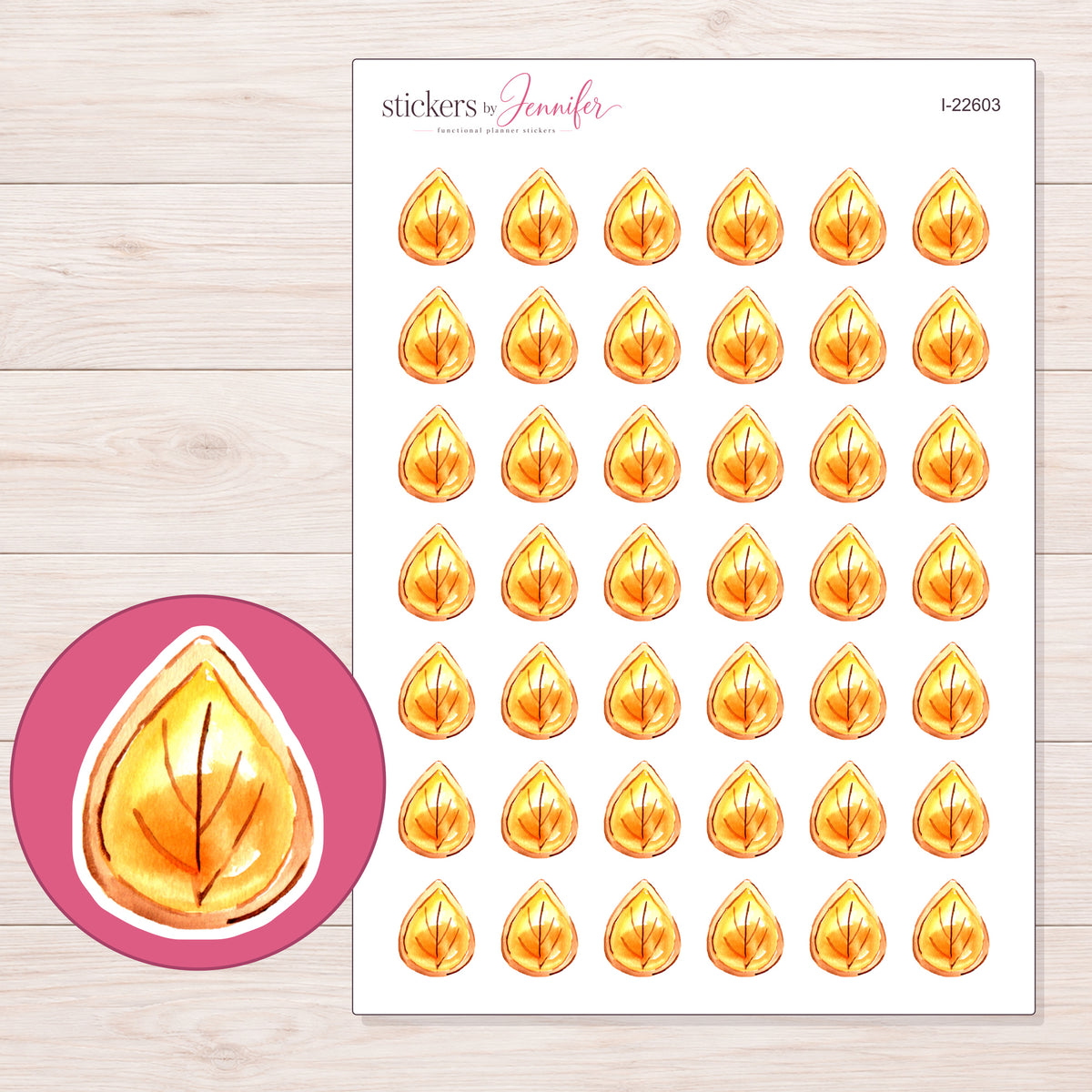 I-22603 planner sticker sheet with enlarged sticker detail