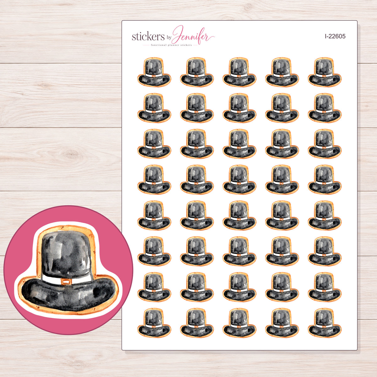 I-22605 planner sticker sheet with enlarged sticker detail