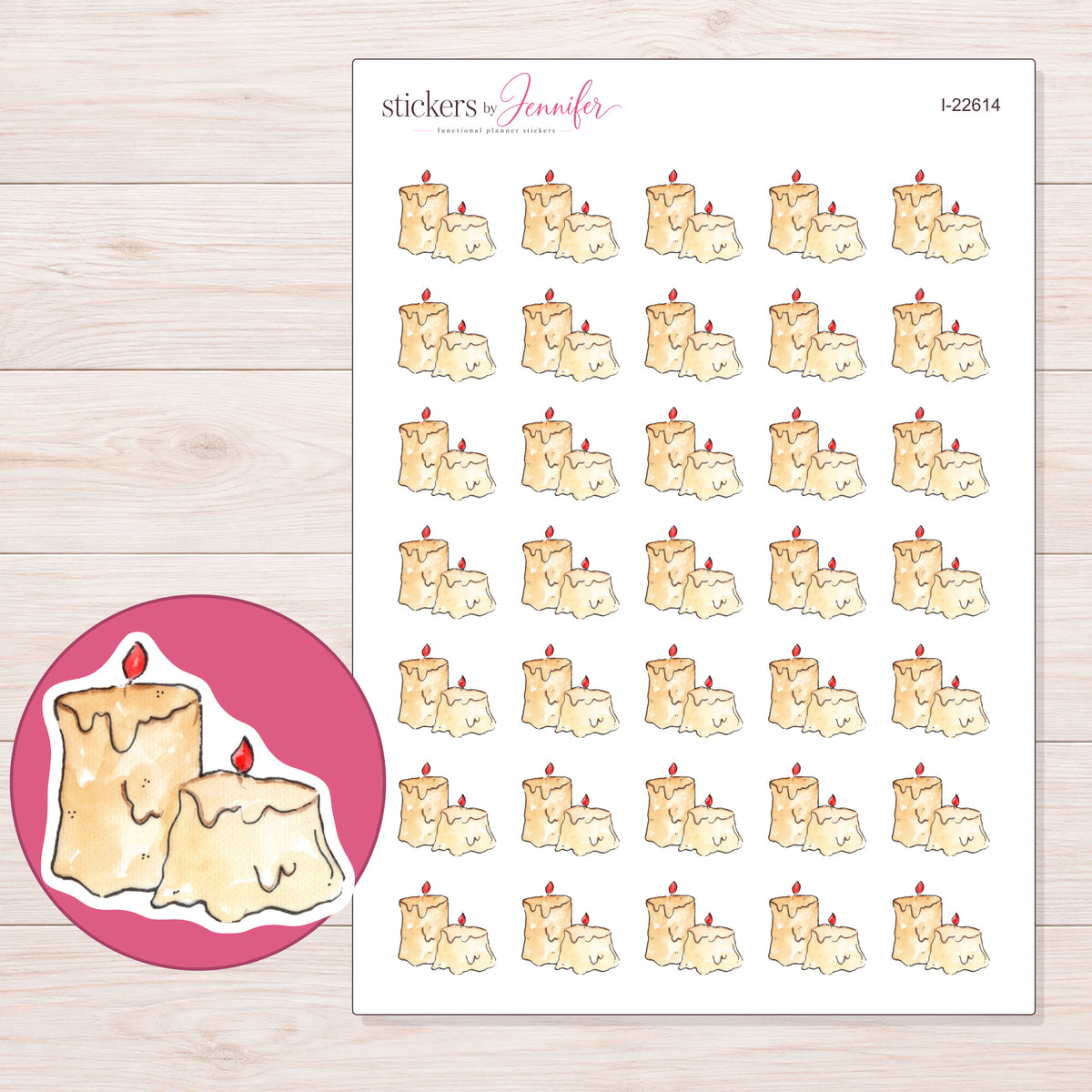 I-22614 planner sticker sheet with enlarged sticker detail