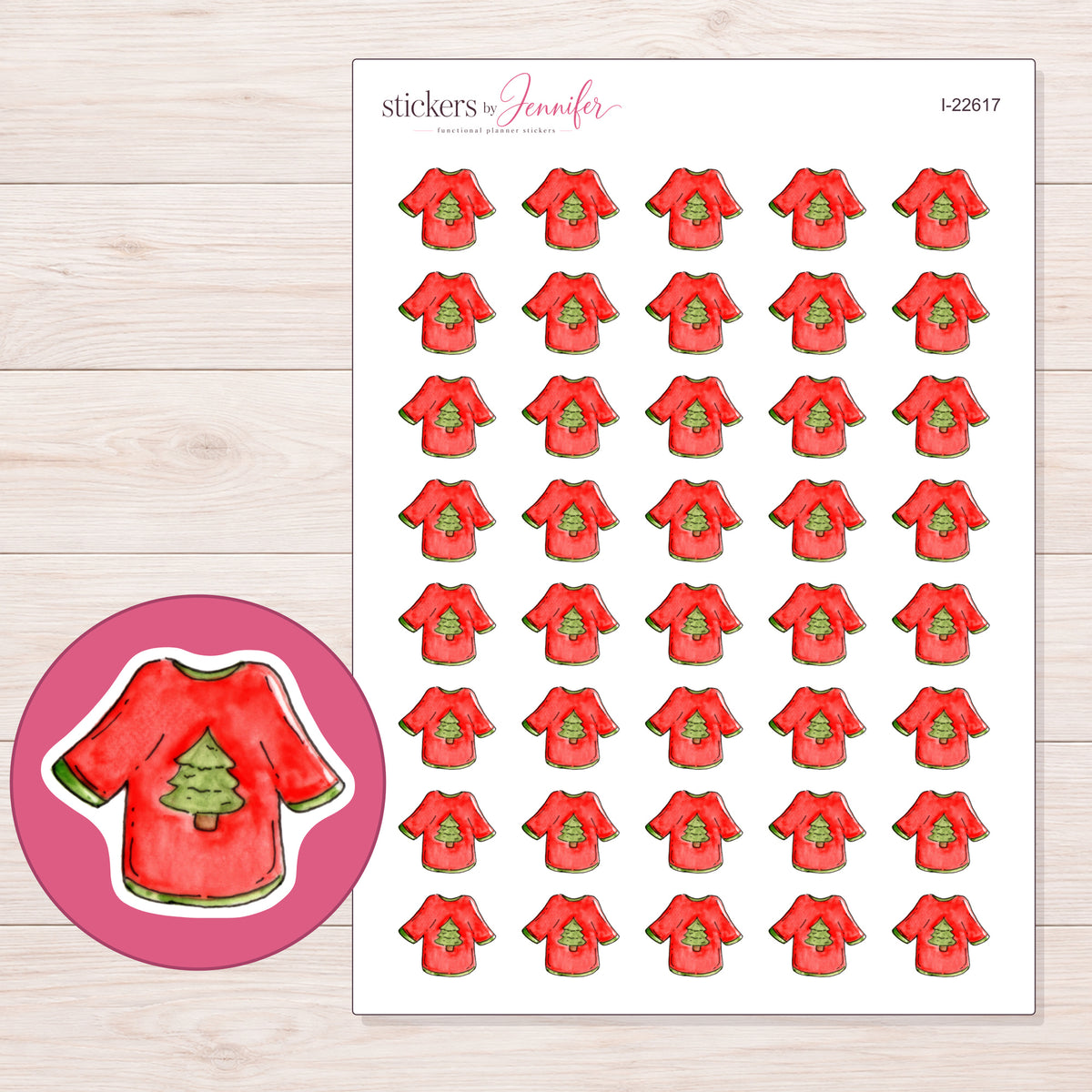 I-22617 planner sticker sheet with enlarged sticker detail