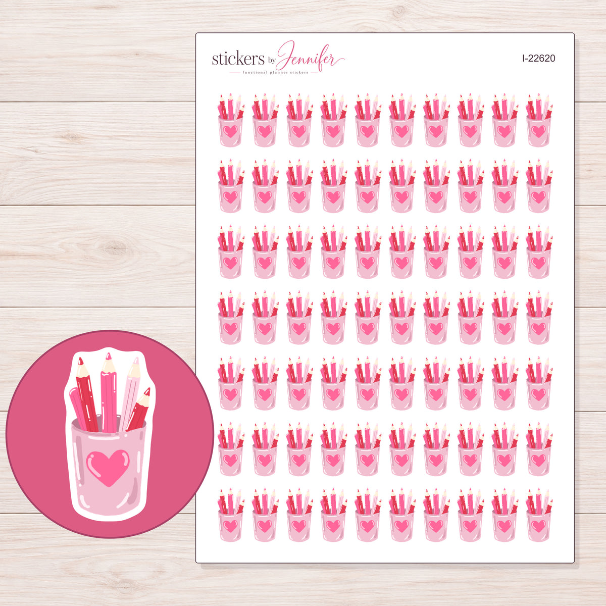I-22620 planner sticker sheet with enlarged sticker detail