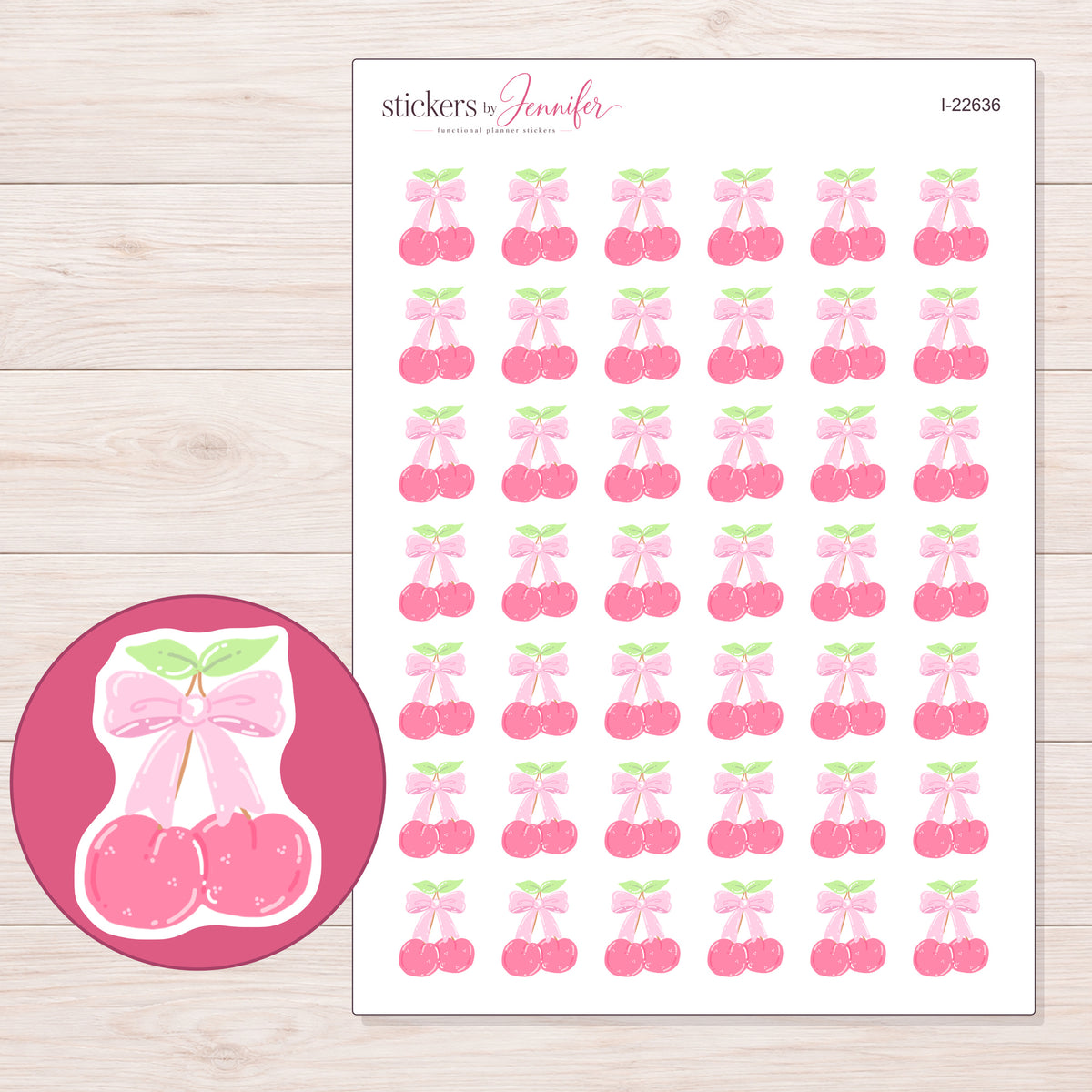 I-22636 planner sticker sheet with enlarged sticker detail