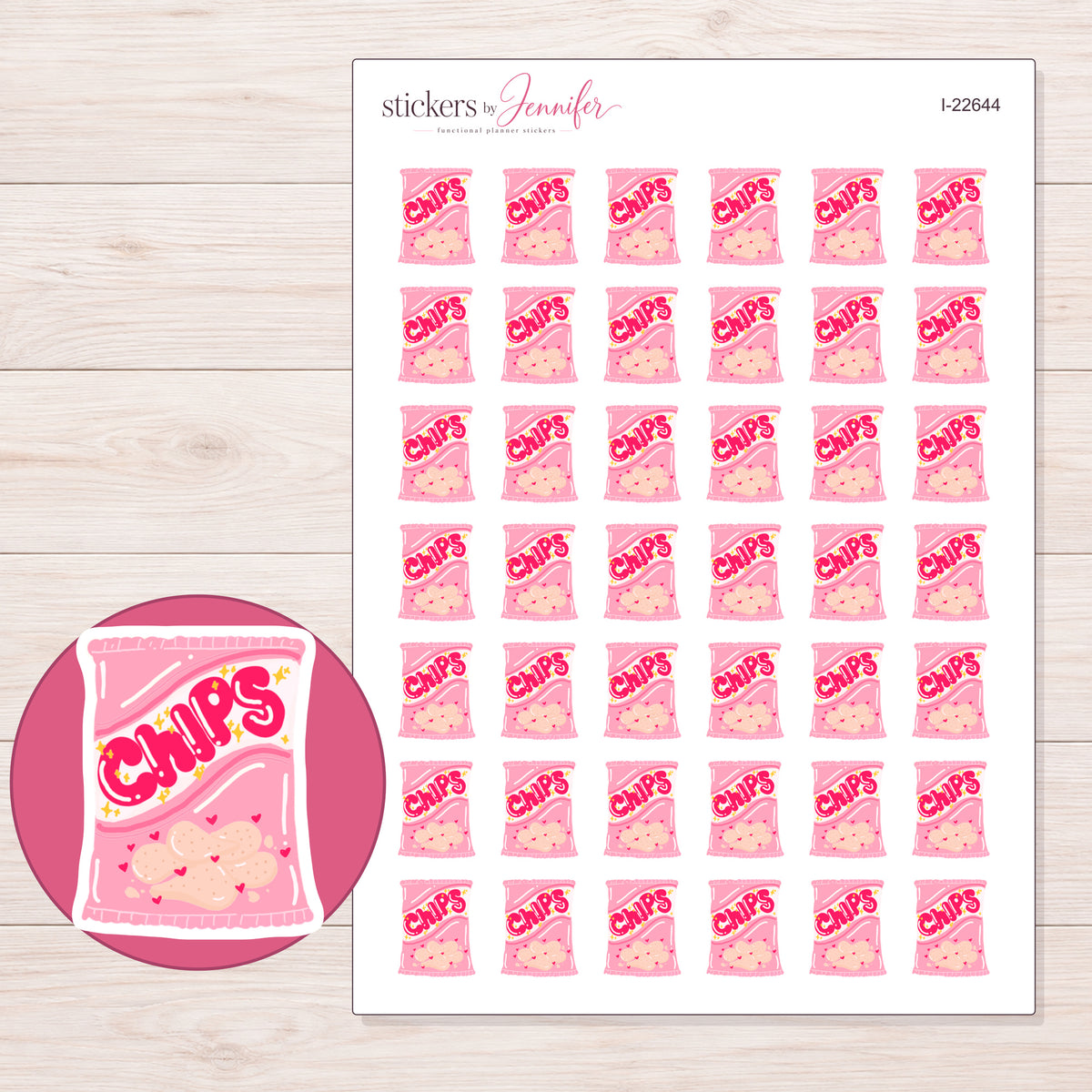 I-22644 planner sticker sheet with enlarged sticker detail