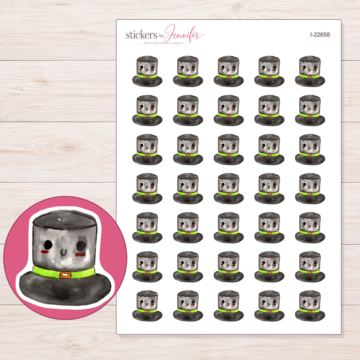 I-22658 planner sticker sheet with enlarged sticker detail