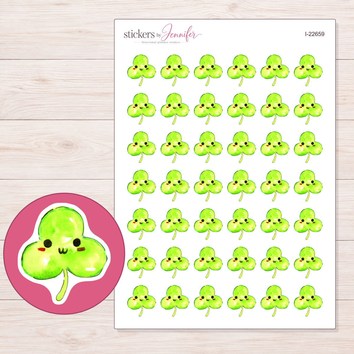 I-22659 planner sticker sheet with enlarged sticker detail