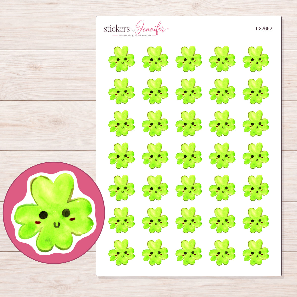 I-22662 planner sticker sheet with enlarged sticker detail