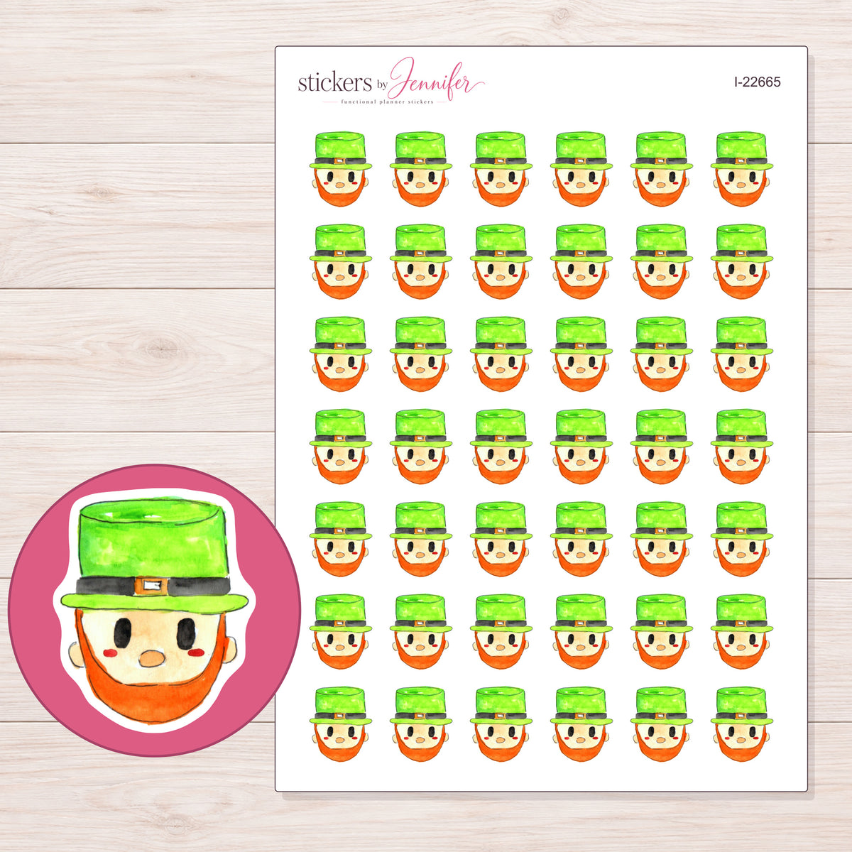 I-22665 planner sticker sheet with enlarged sticker detail