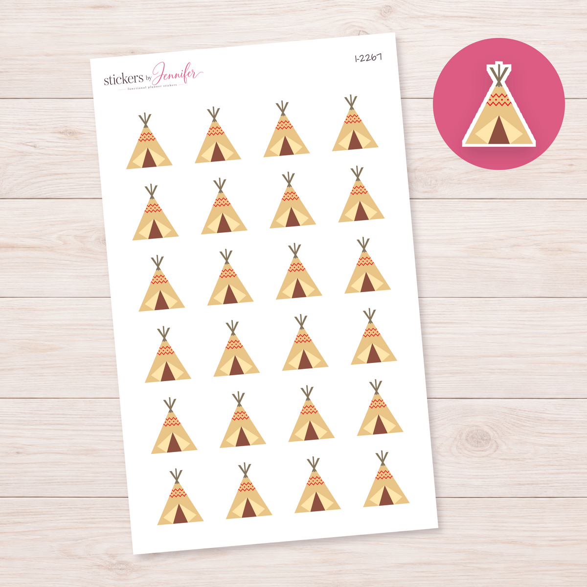 Patterned Tipi Planner Stickers | I-2267