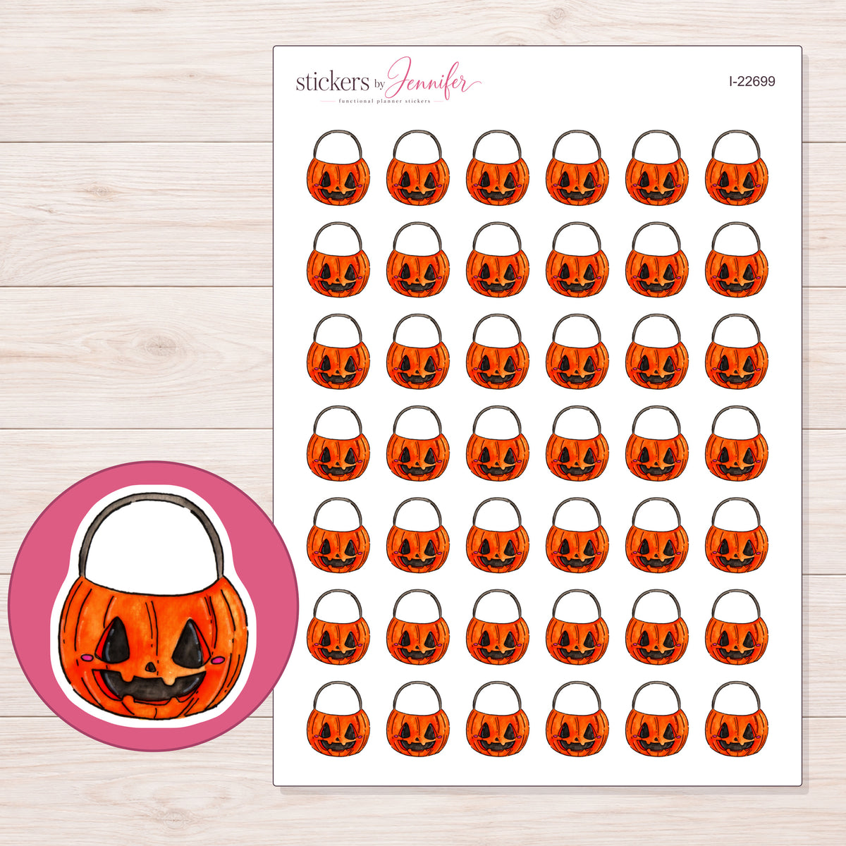 I-22699 planner sticker sheet with enlarged sticker detail