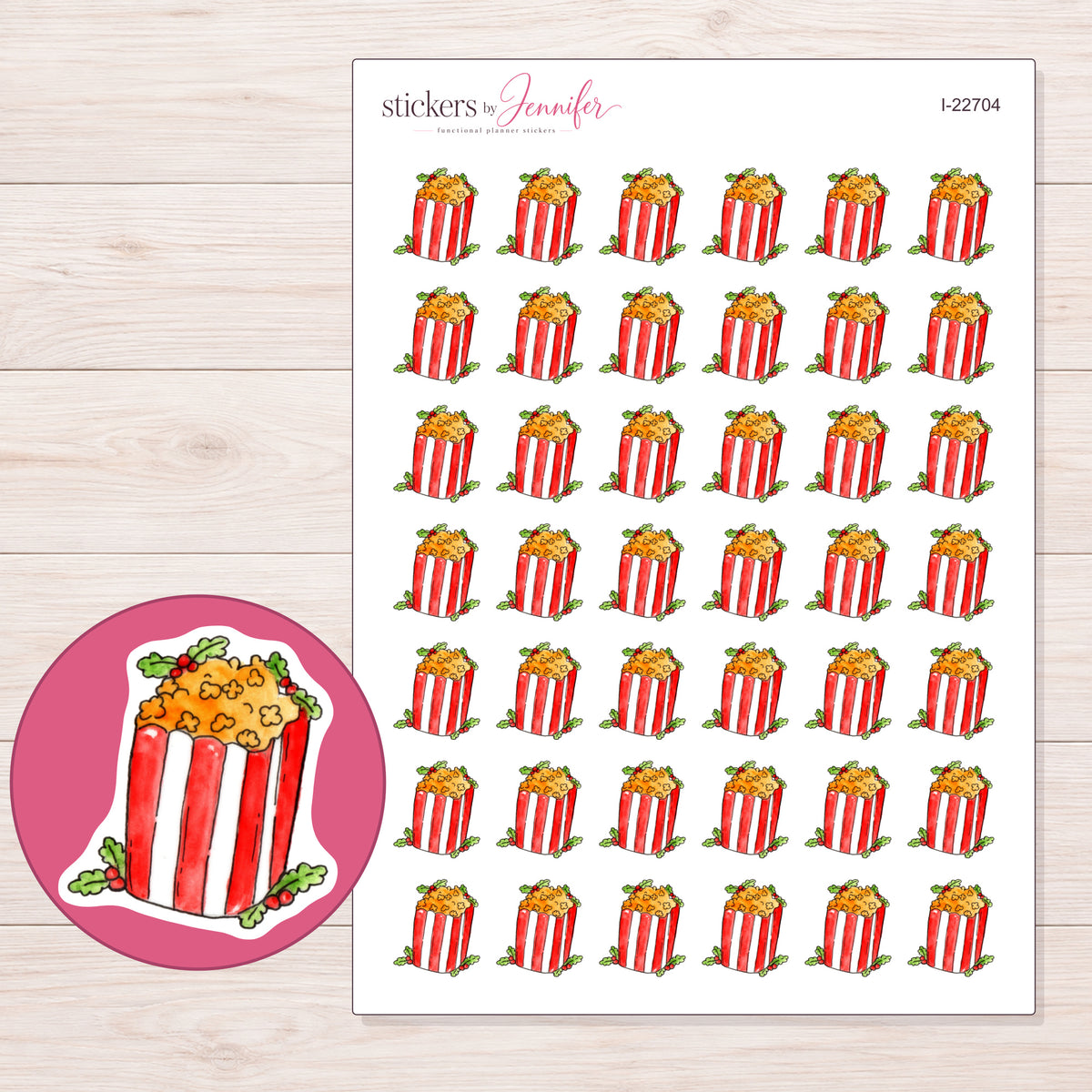 I-22704 planner sticker sheet with enlarged sticker detail