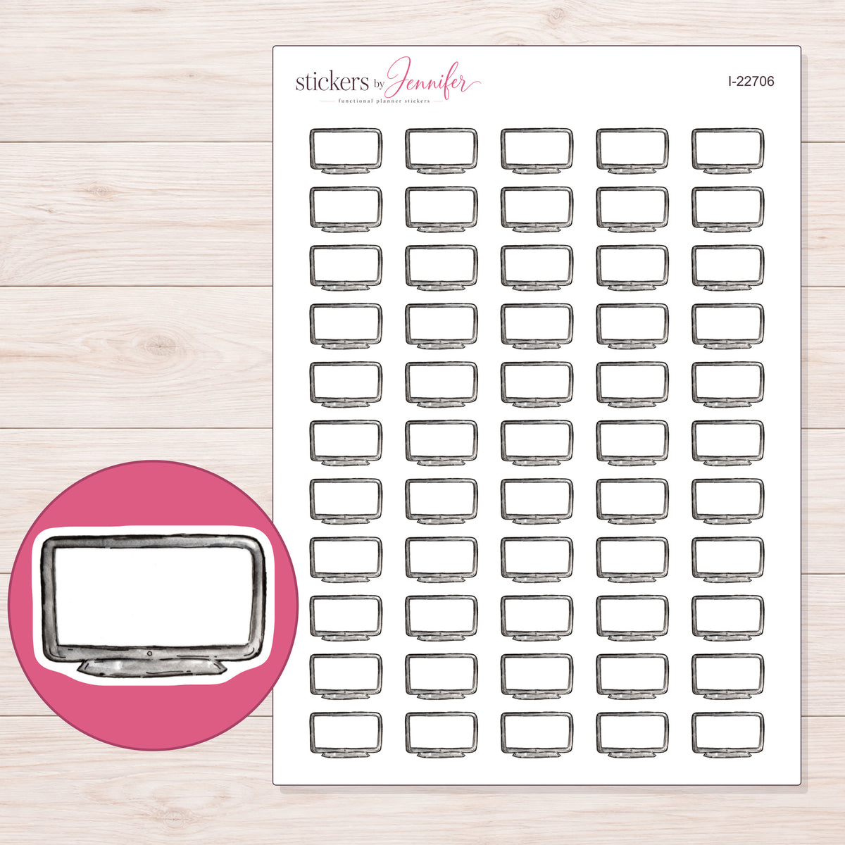 I-22706 planner sticker sheet with enlarged sticker detail