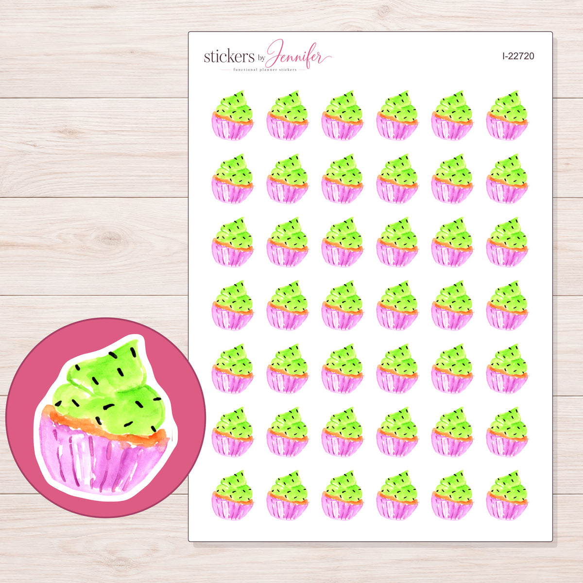 I-22720 planner sticker sheet with enlarged sticker detail