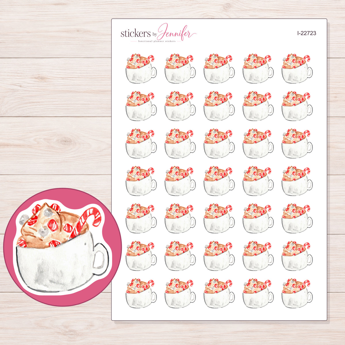 I-22723 planner sticker sheet with enlarged sticker detail