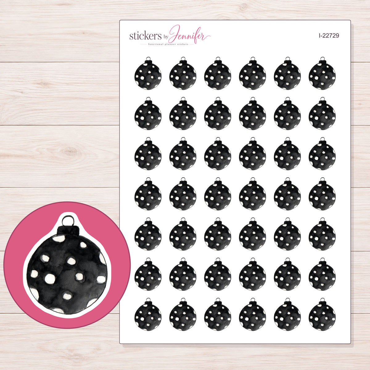 I-22729 planner sticker sheet with enlarged sticker detail