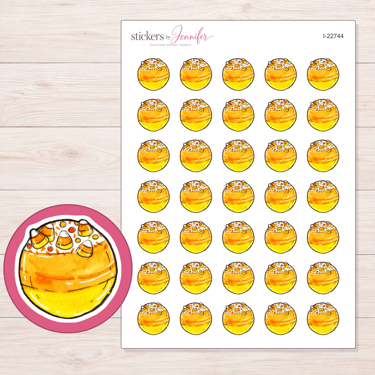 I-22744 planner sticker sheet with enlarged sticker detail