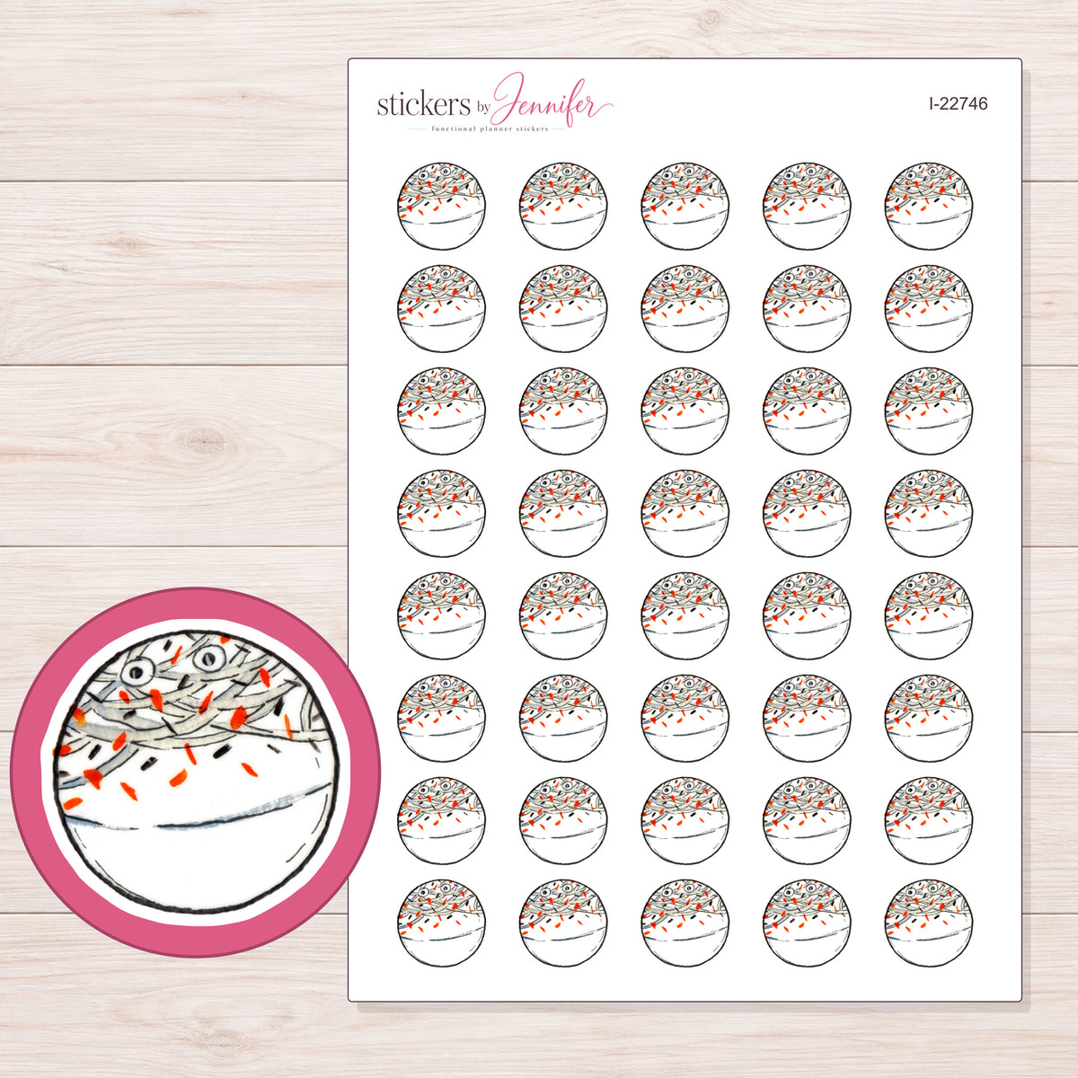 I-22746 planner sticker sheet with enlarged sticker detail