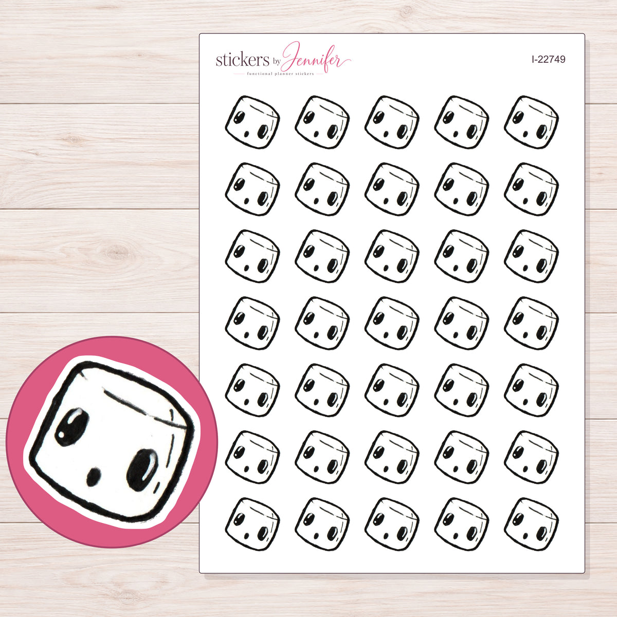 I-22749 planner sticker sheet with enlarged sticker detail