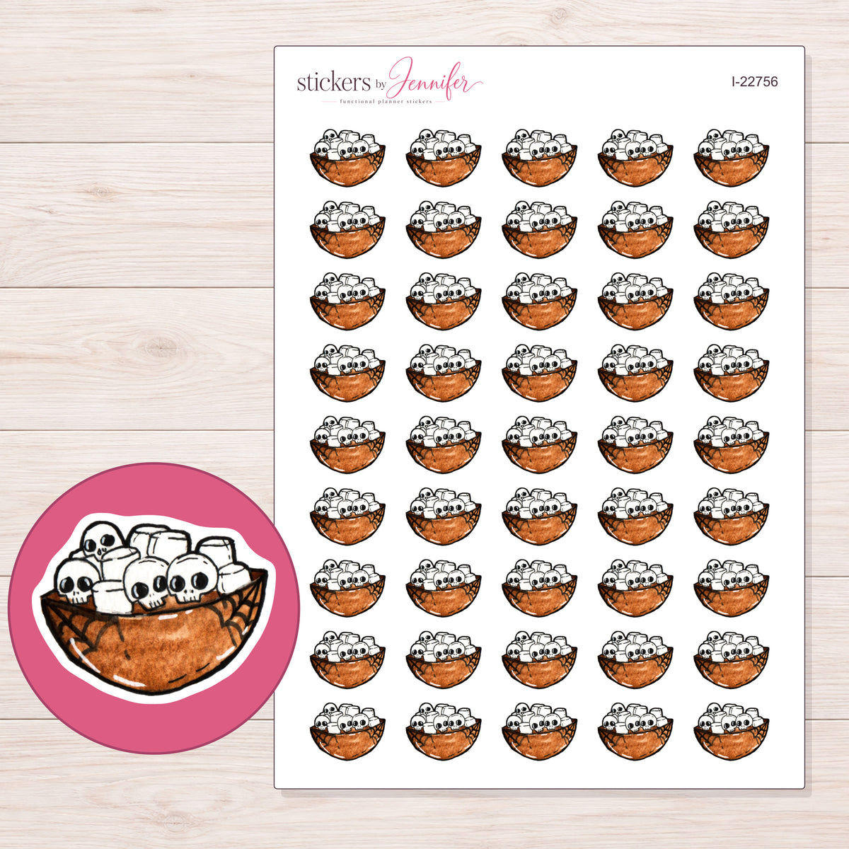 I-22756 planner sticker sheet with enlarged sticker detail