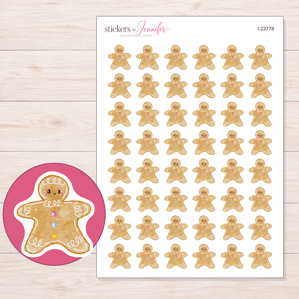 I-22778 planner sticker sheet with enlarged sticker detail