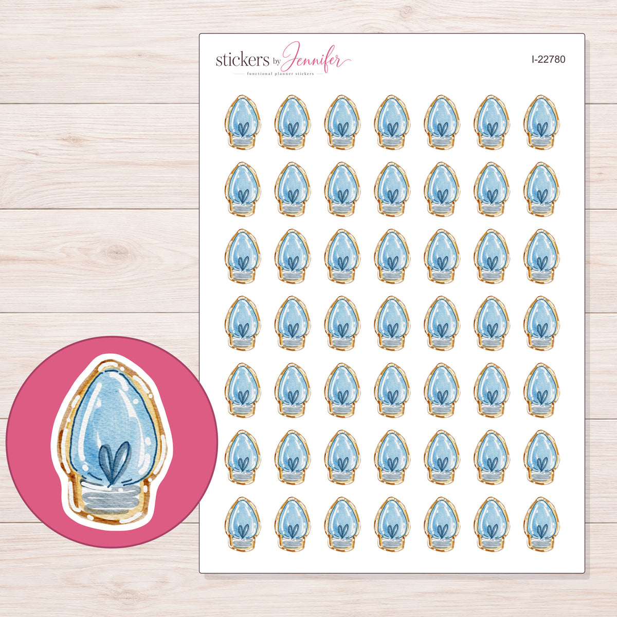 I-22780 planner sticker sheet with enlarged sticker detail