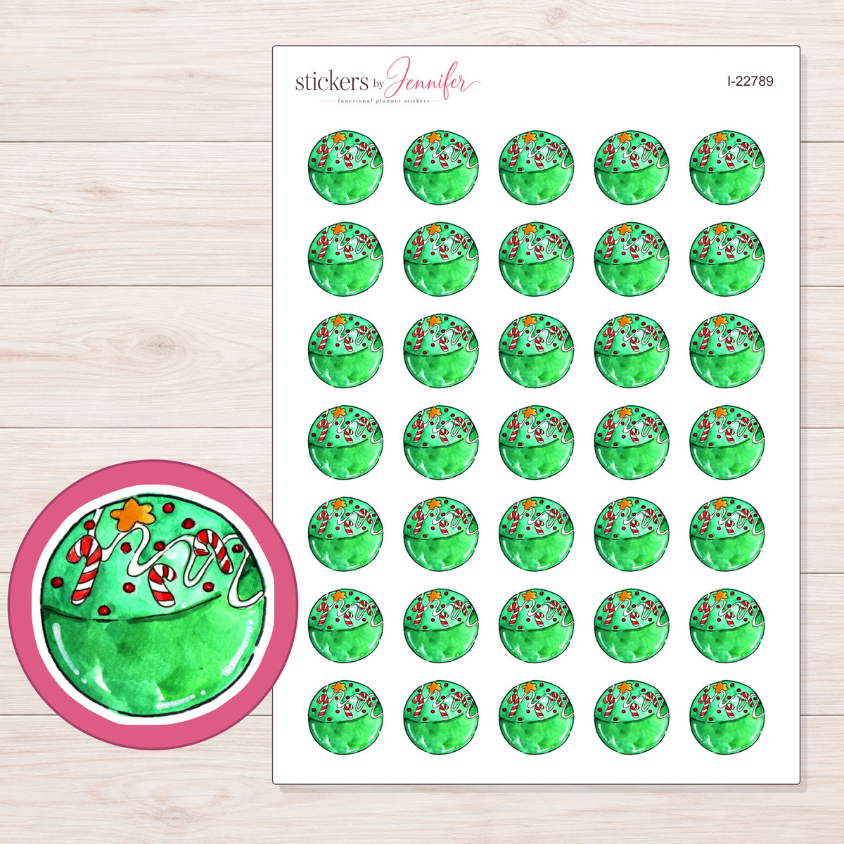 I-22789 planner sticker sheet with enlarged sticker detail