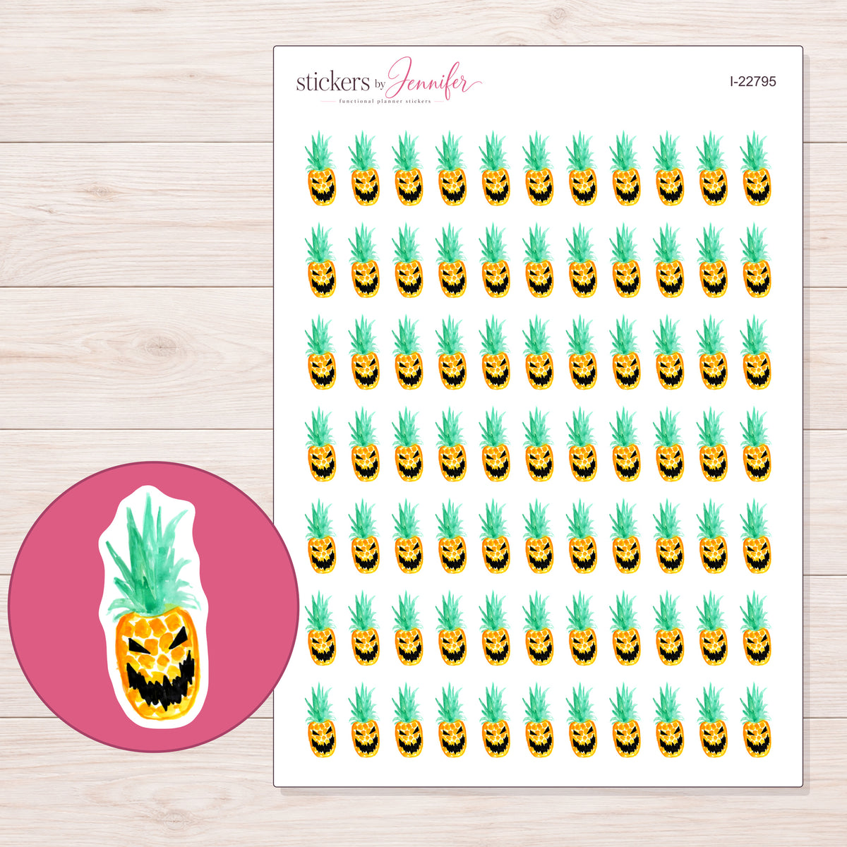 I-22795 planner sticker sheet with enlarged sticker detail