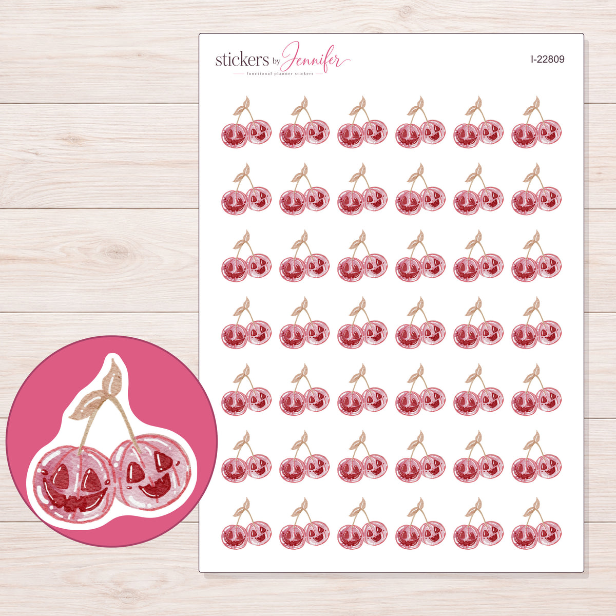 I-22809 planner sticker sheet with enlarged sticker detail