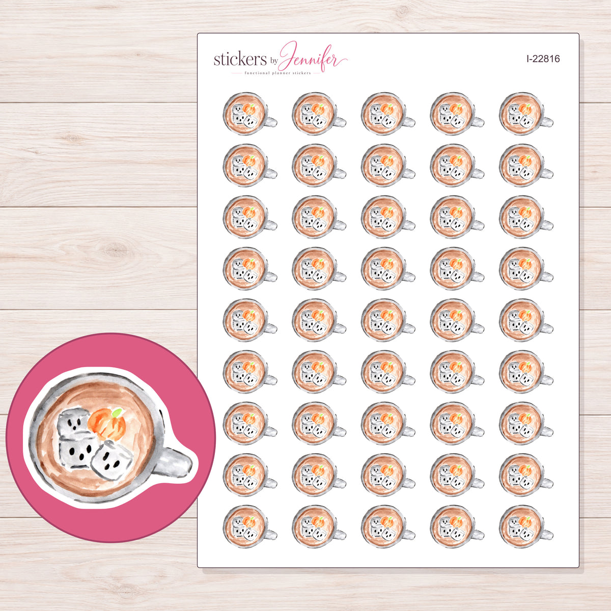 I-22816 planner sticker sheet with enlarged sticker detail