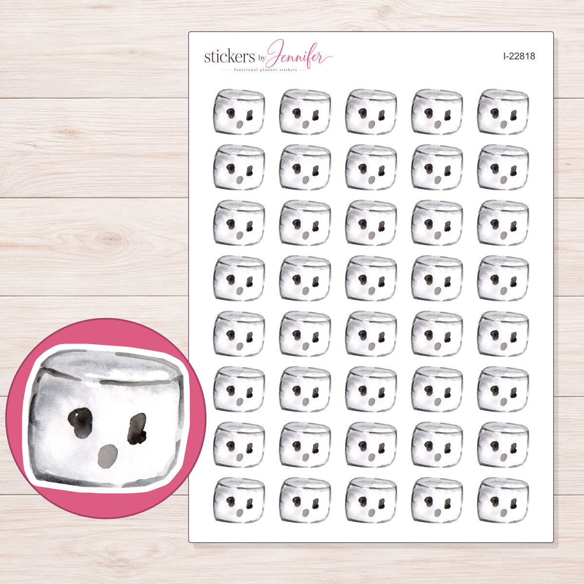 I-22818 planner sticker sheet with enlarged sticker detail