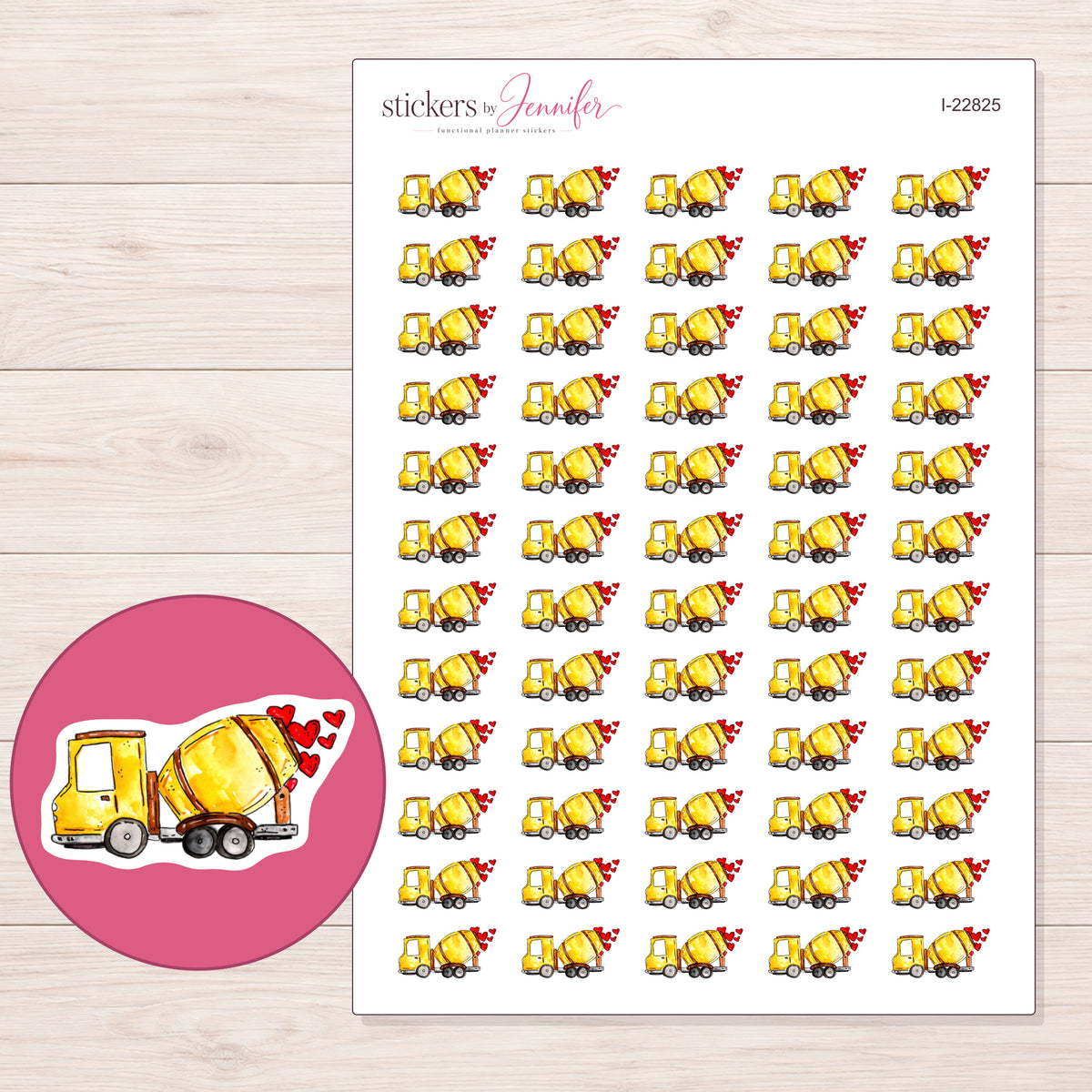I-22825 planner sticker sheet with enlarged sticker detail