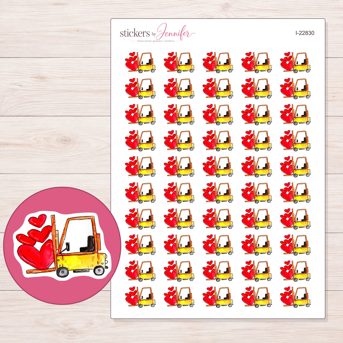 I-22830 planner sticker sheet with enlarged sticker detail